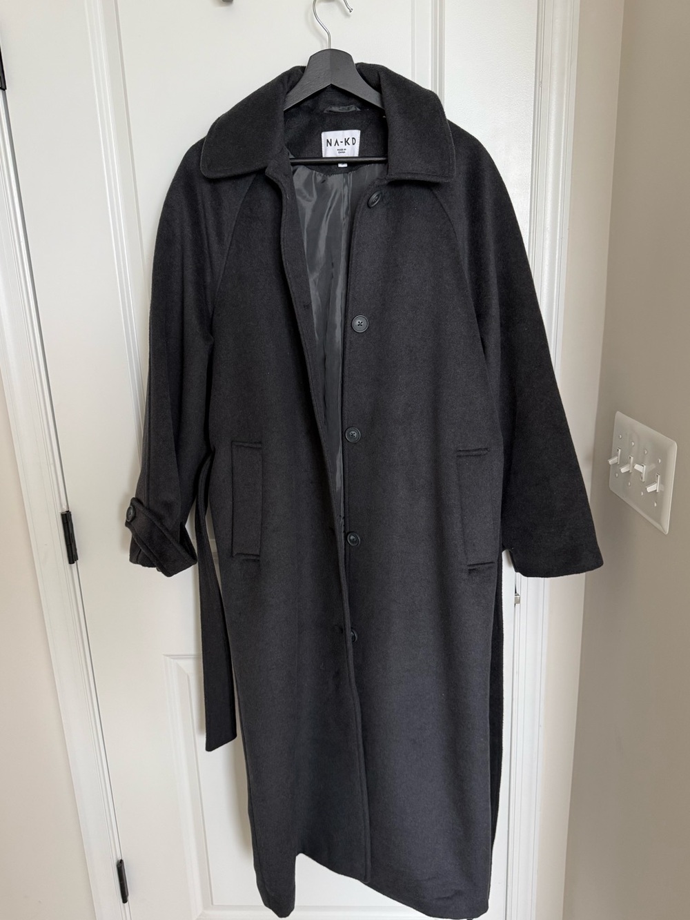 NA-KD Oversized Raglan Sleeve Wool Blend Coat